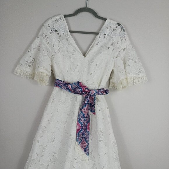 NEW Sachin & Babi Anthropologie White Lace Maxi Dress Women's Size 4 v-neck - Picture 4 of 13